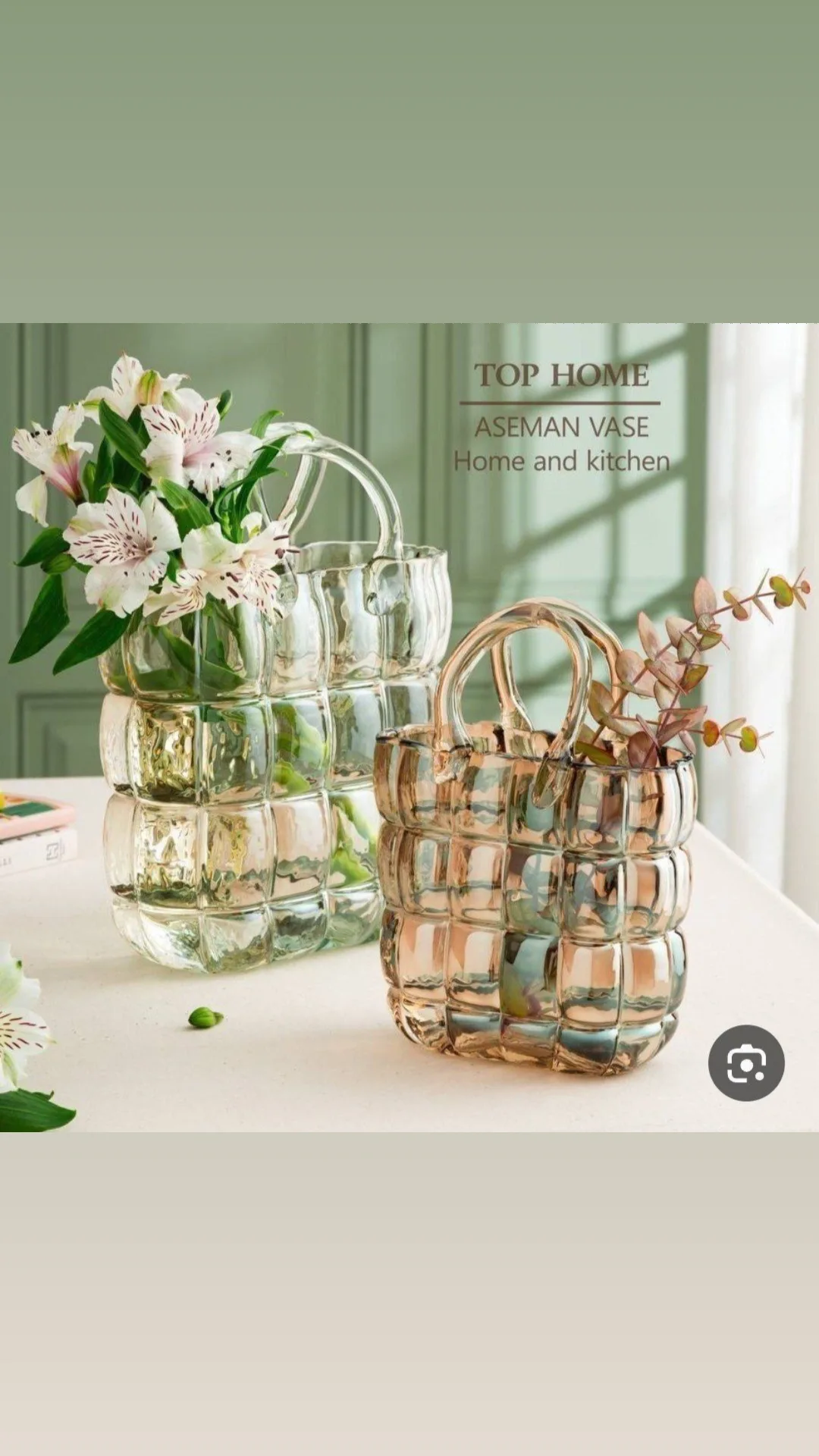 گلدان اسمان طرح کیف شیشه ای کوچک و بزرگ